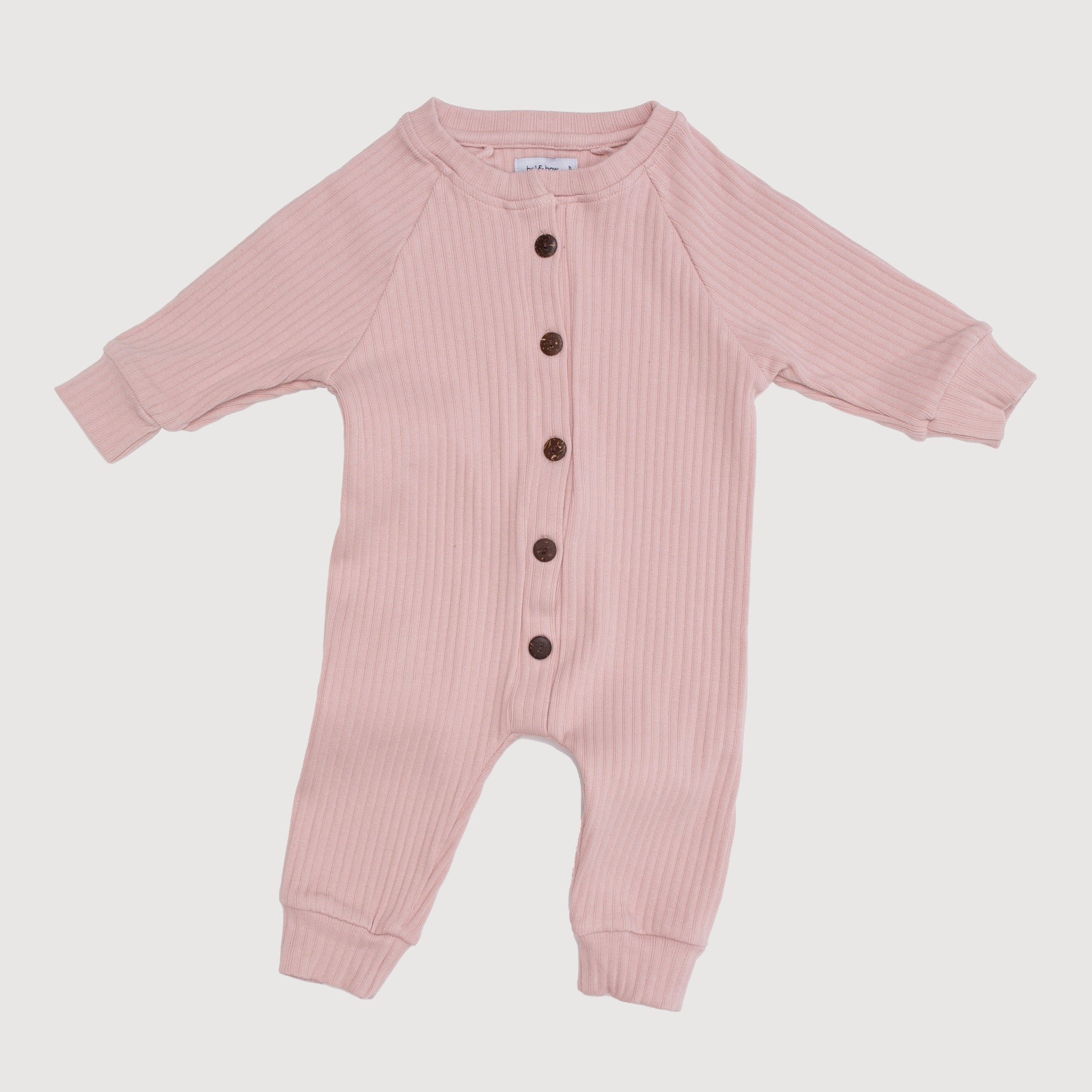 Wide Ribbed Raglan Jumpsuit - Bisque bel & bow