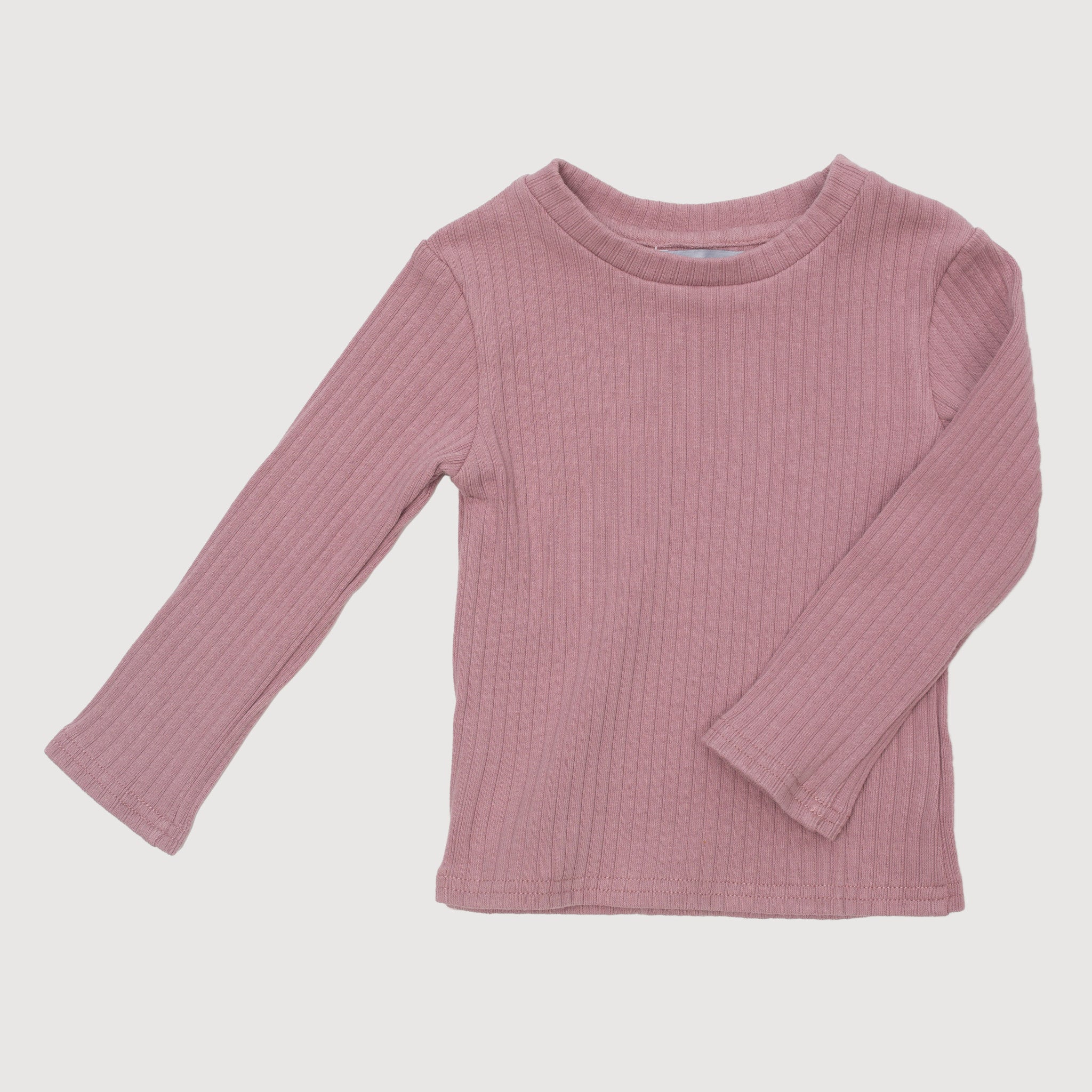 Wide Ribbed Long Sleeve Top - Mauve bel & bow