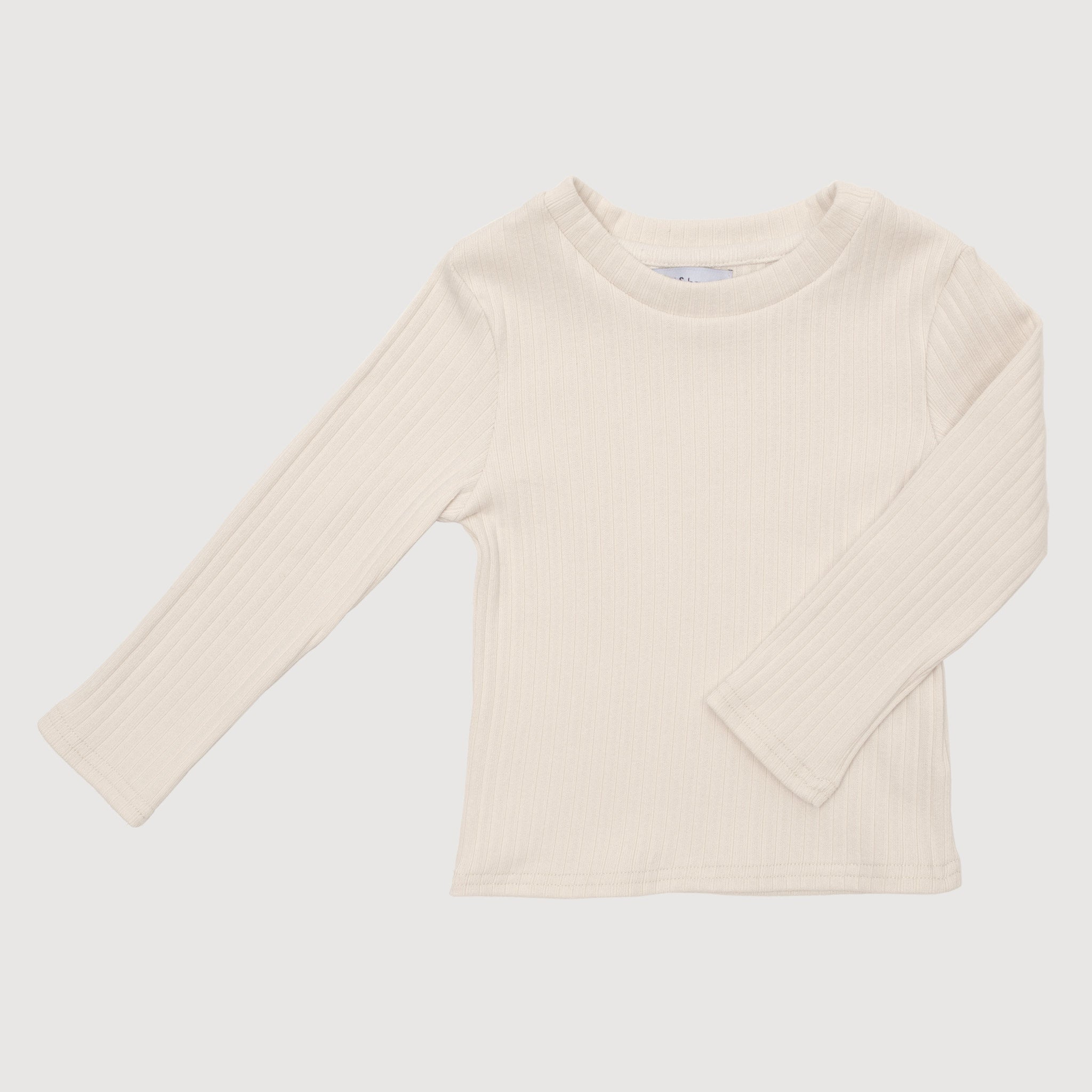 Wide Ribbed Long Sleeve Top - Milk bel & bow