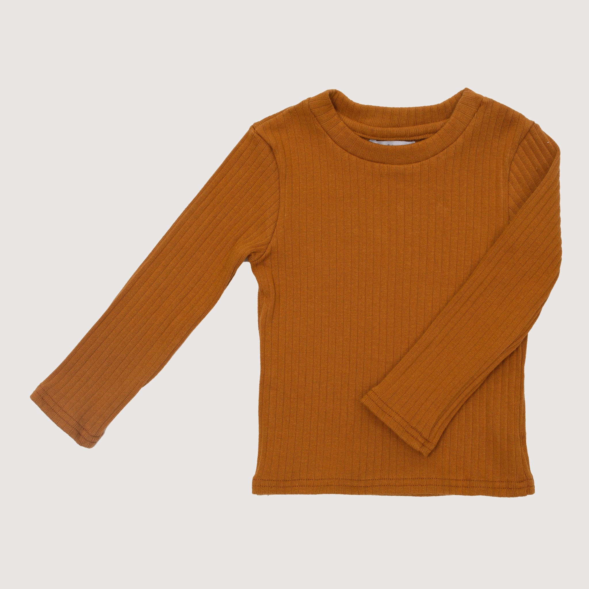 Wide Ribbed Long Sleeve Top - Ochre bel & bow