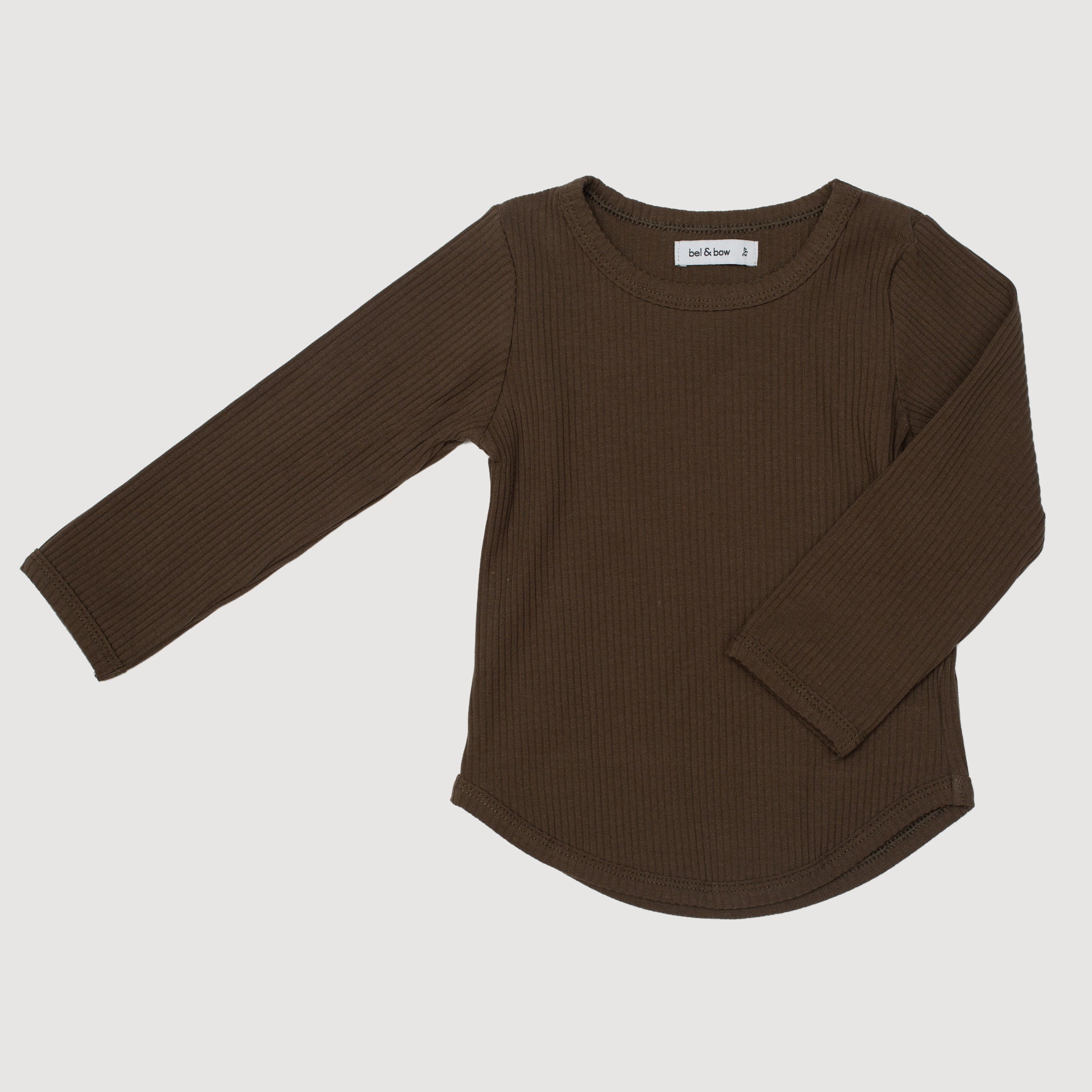 Ribbed Long Sleeve Top - Olive bel & bow