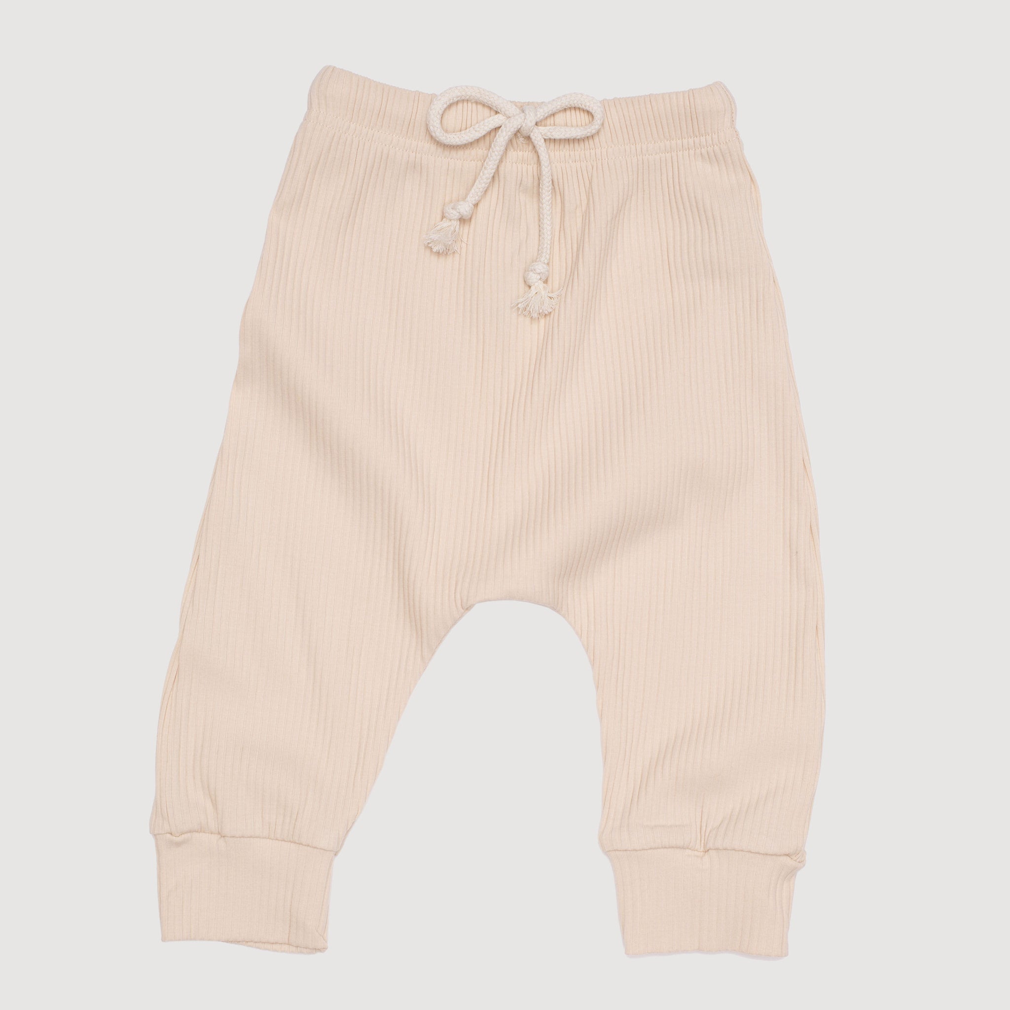 Ribbed Harem Track Pants - Oatmeal bel & bow