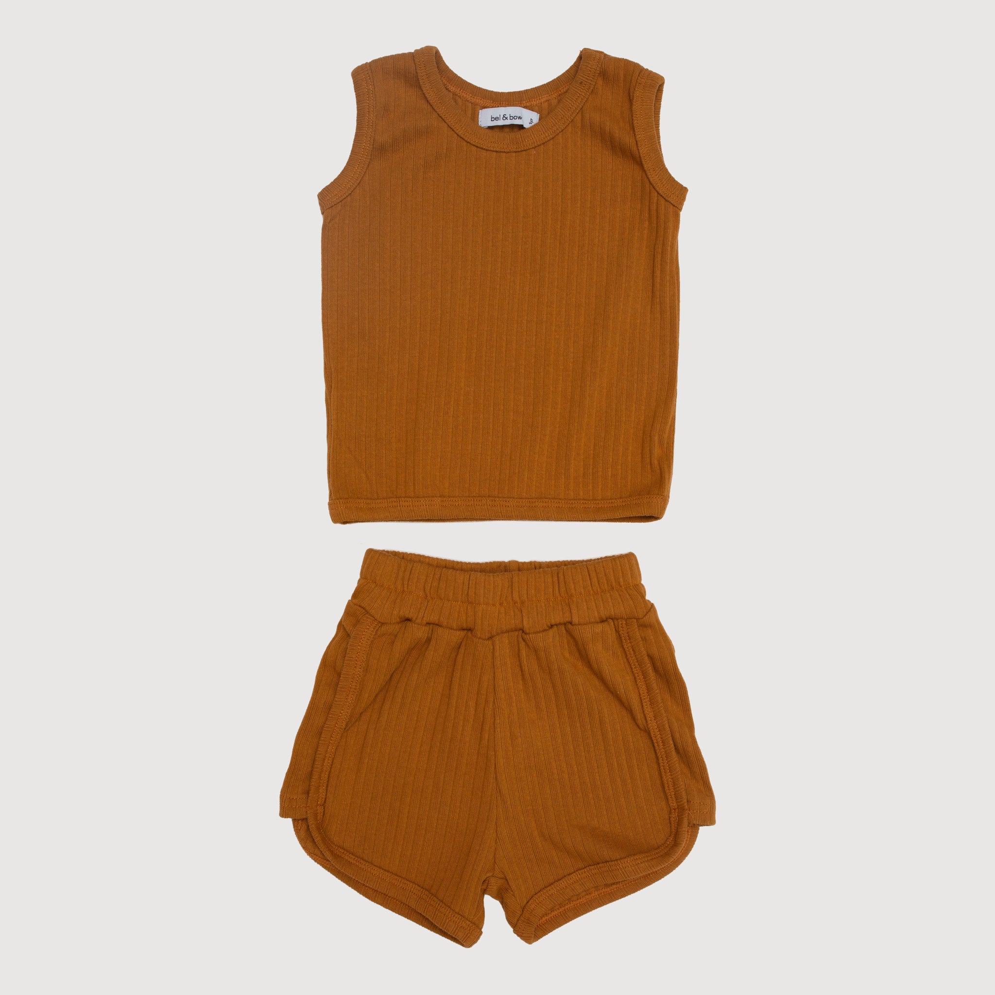 Wide Ribbed Sporty 2-Piece Set - Ochre bel & bow