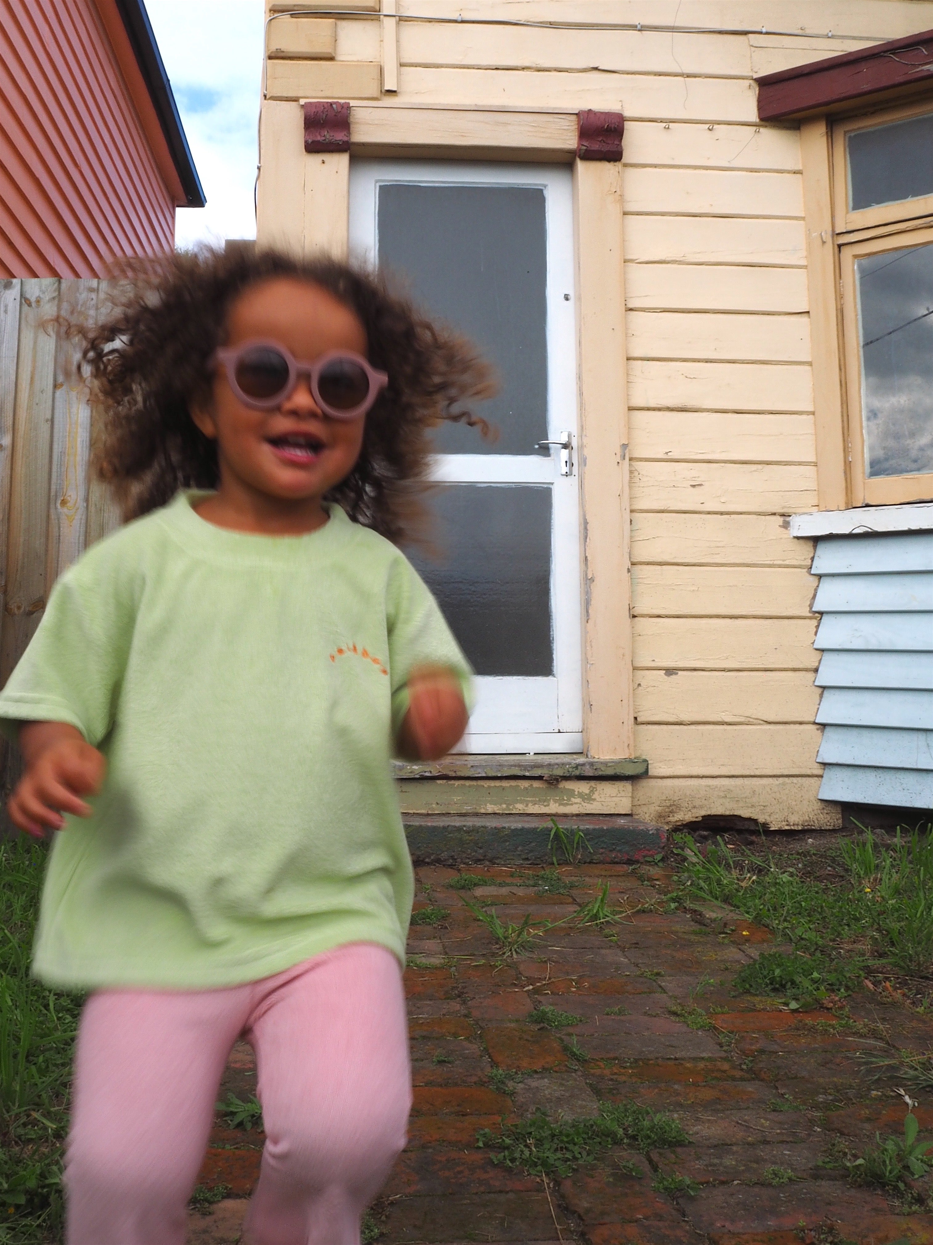 Terry Towel Relaxed Tee & Bike Short Set - Green bel & bow