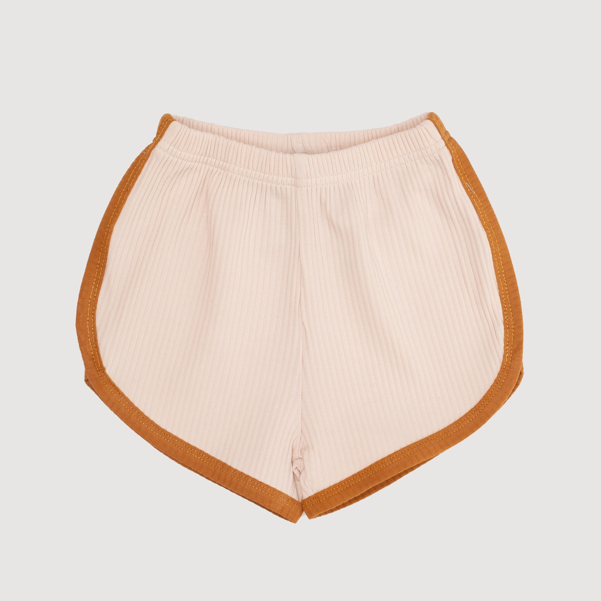 Retro Ribbed Shorts - Oatmeal with Mustard Binds bel & bow