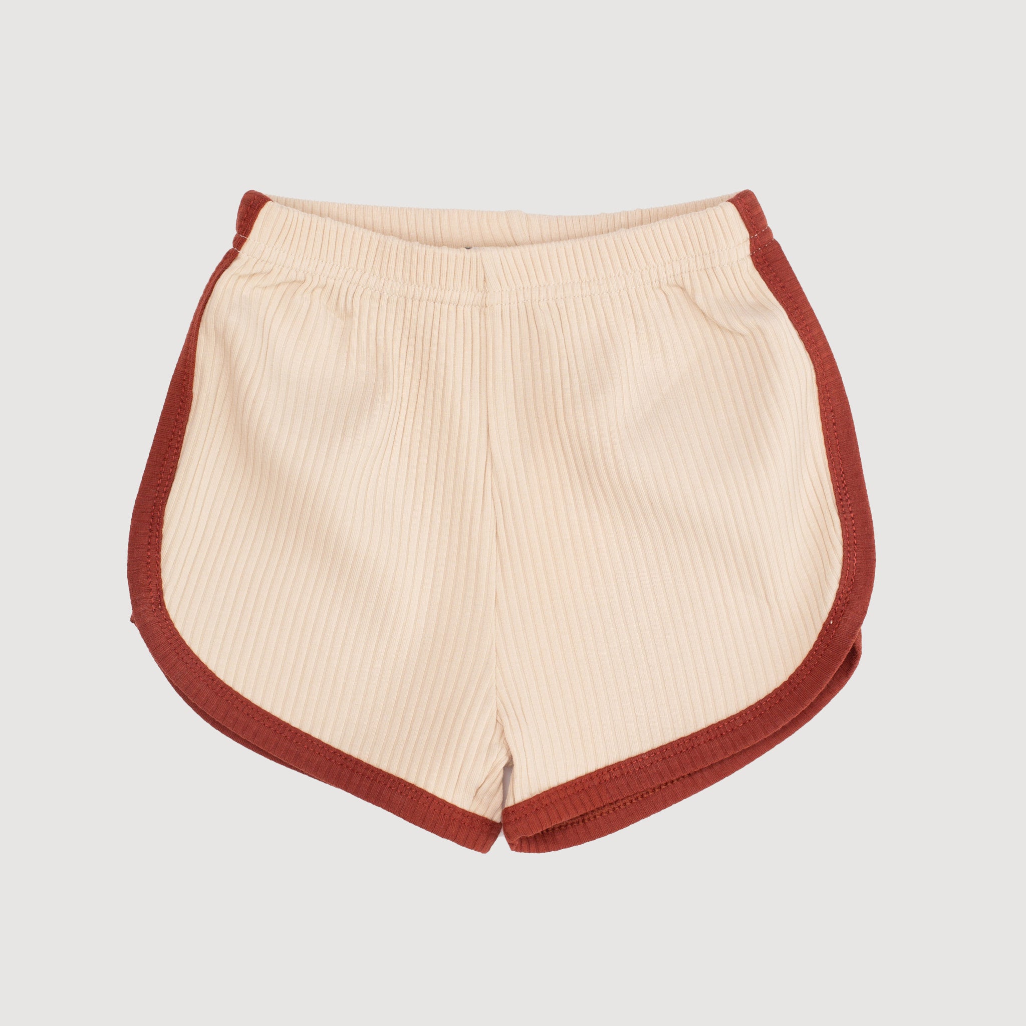 Retro Ribbed Shorts - Oatmeal with Rust Binds bel & bow