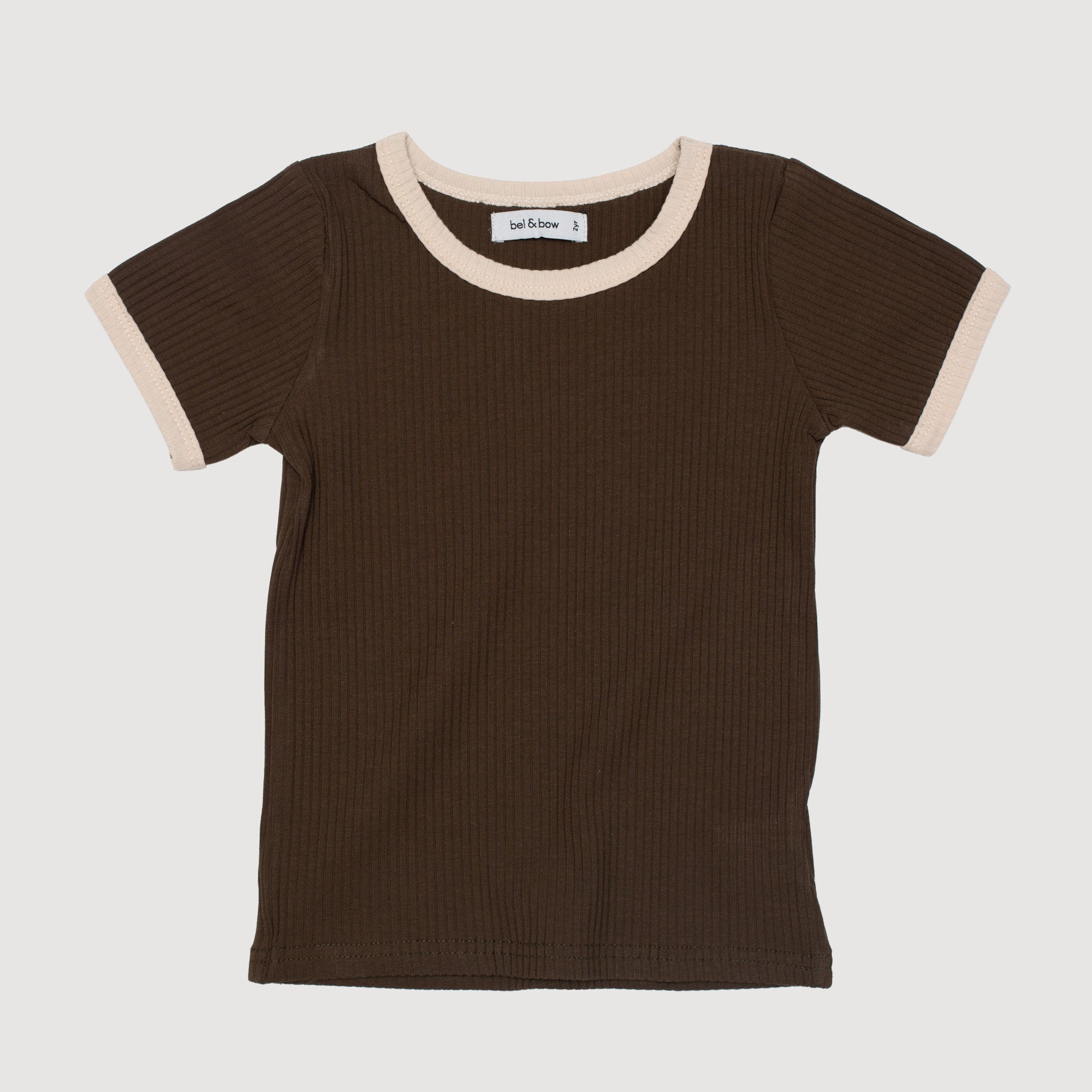 Retro Ringer Ribbed Tee - Olive bel & bow